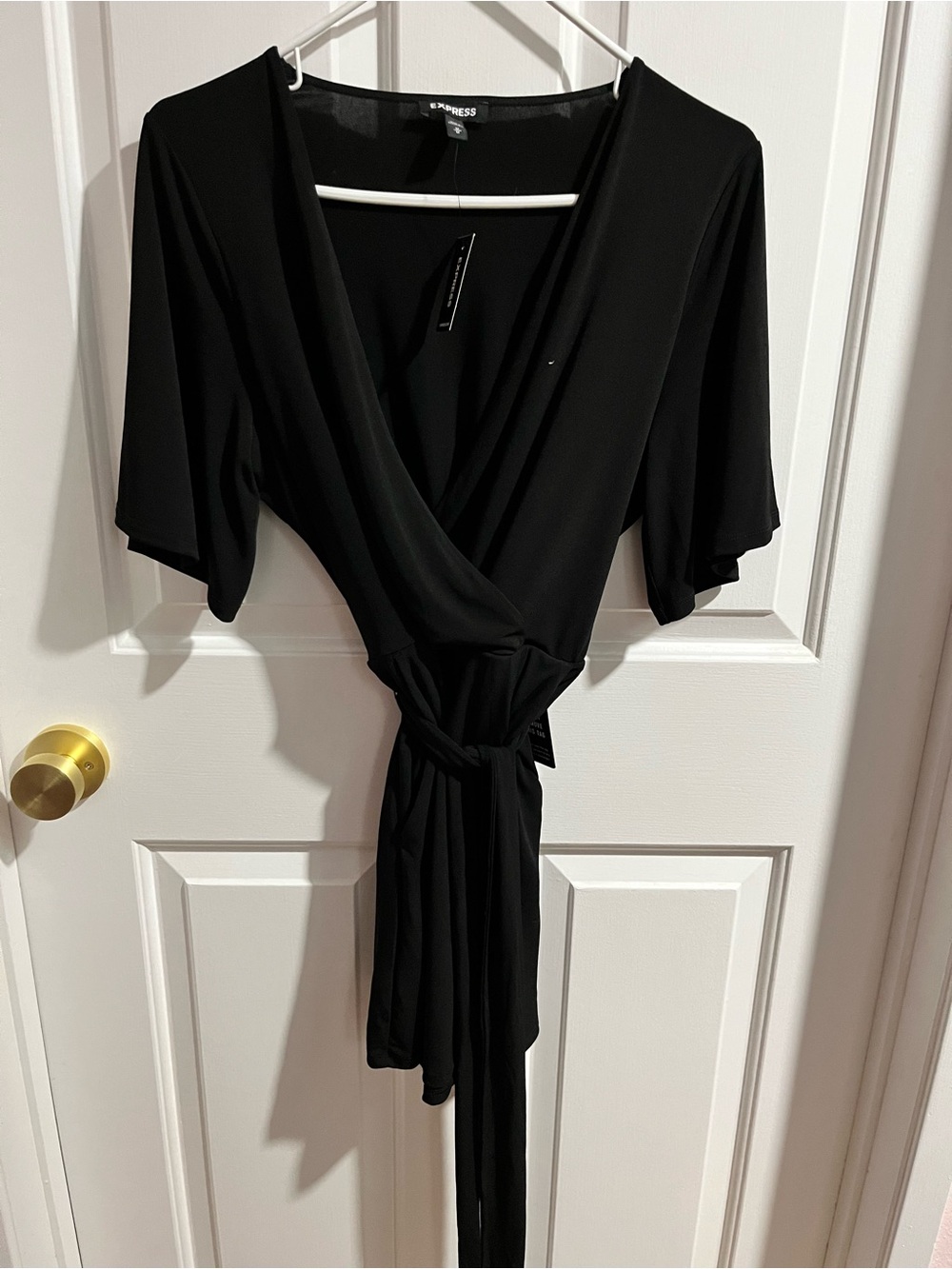 Express Black Wrap Romper with Tie-Waist